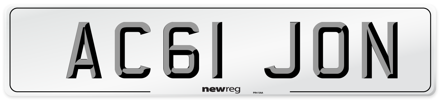 AC61 JON Number Plate from New Reg